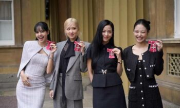 King Charles III bestows MBE decorations on BLACKPINK at Buckingham Palace.