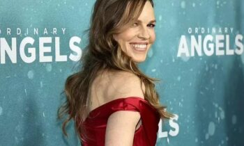 Hilary Swank at the Premiere of Ordinary Angels Looks Amazing in Red